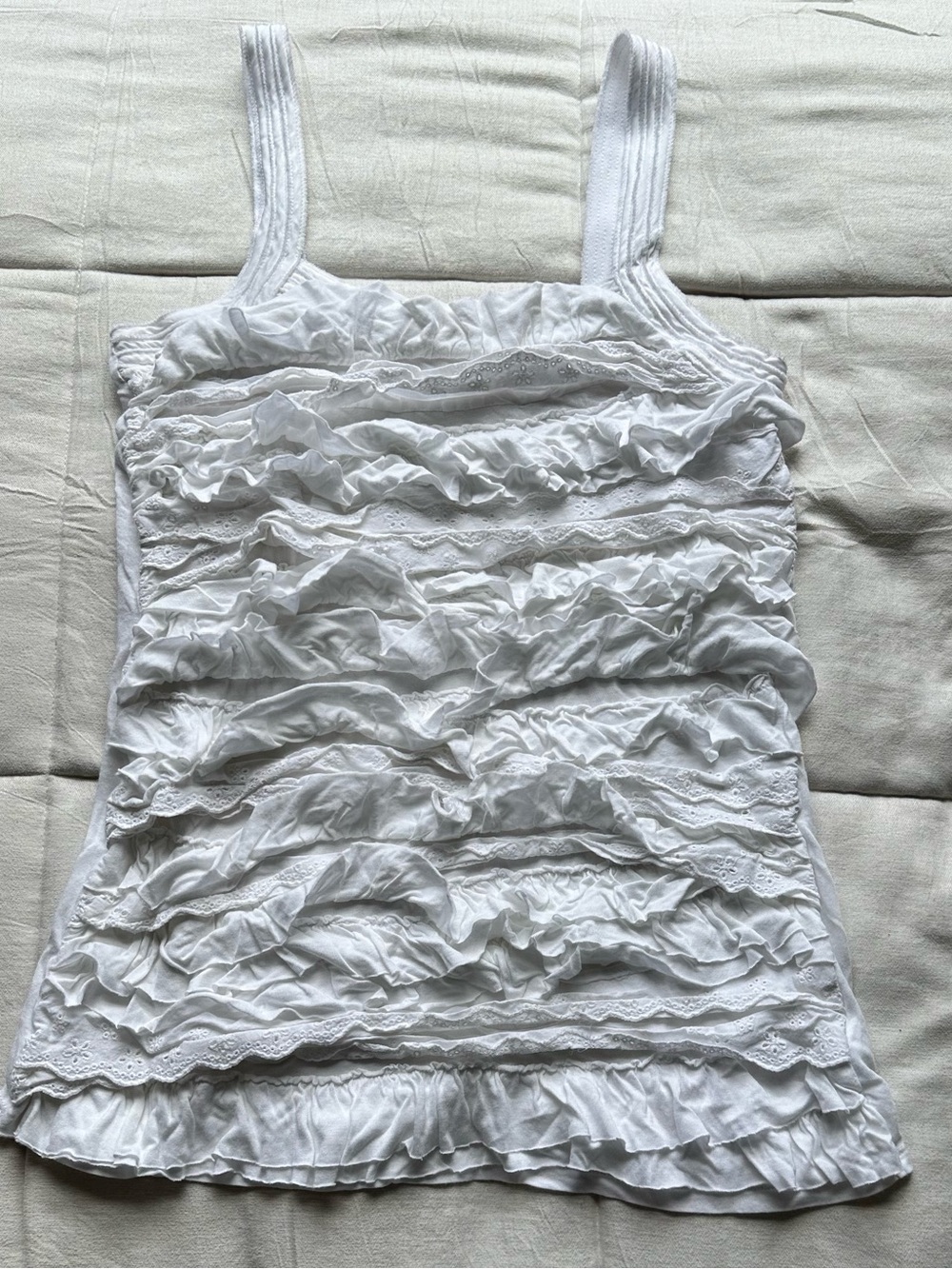 Express White Ruffle Lace Tank Top - Layered Feminine Detail